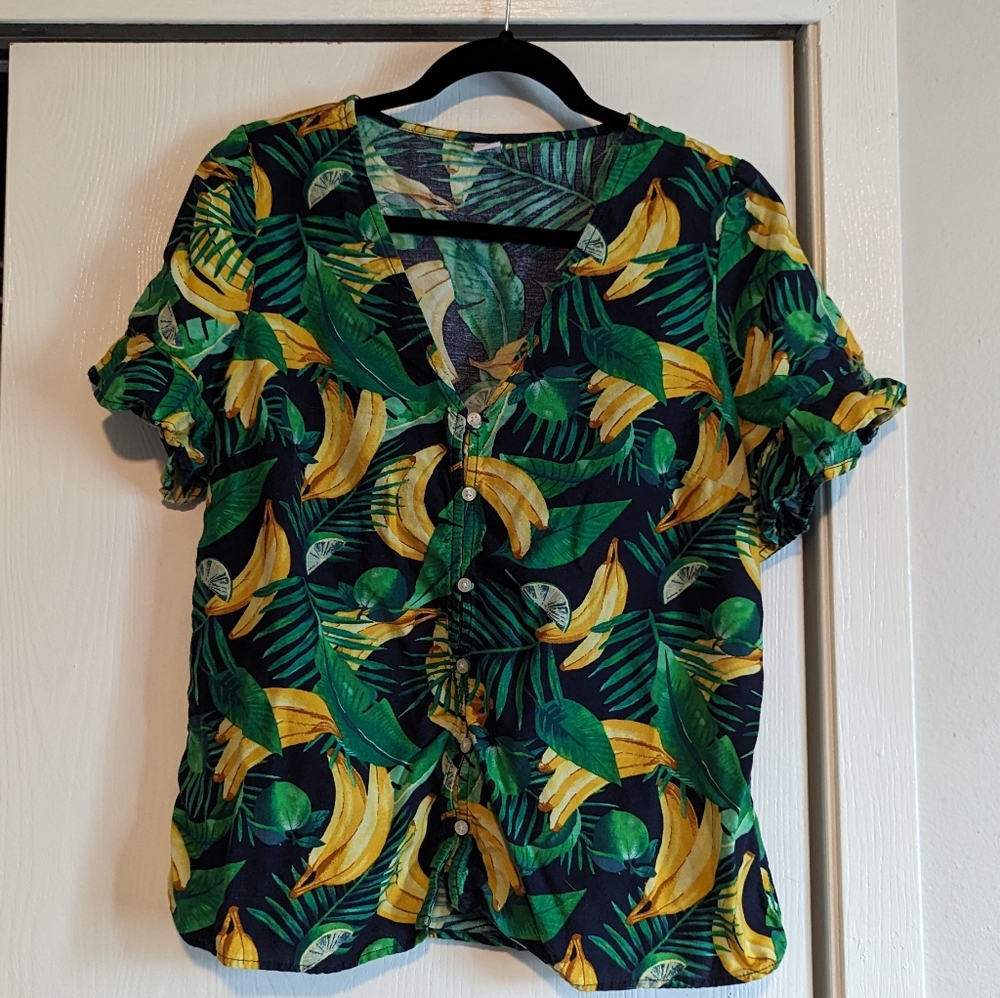 Old Navy Banana print Button down Blouse